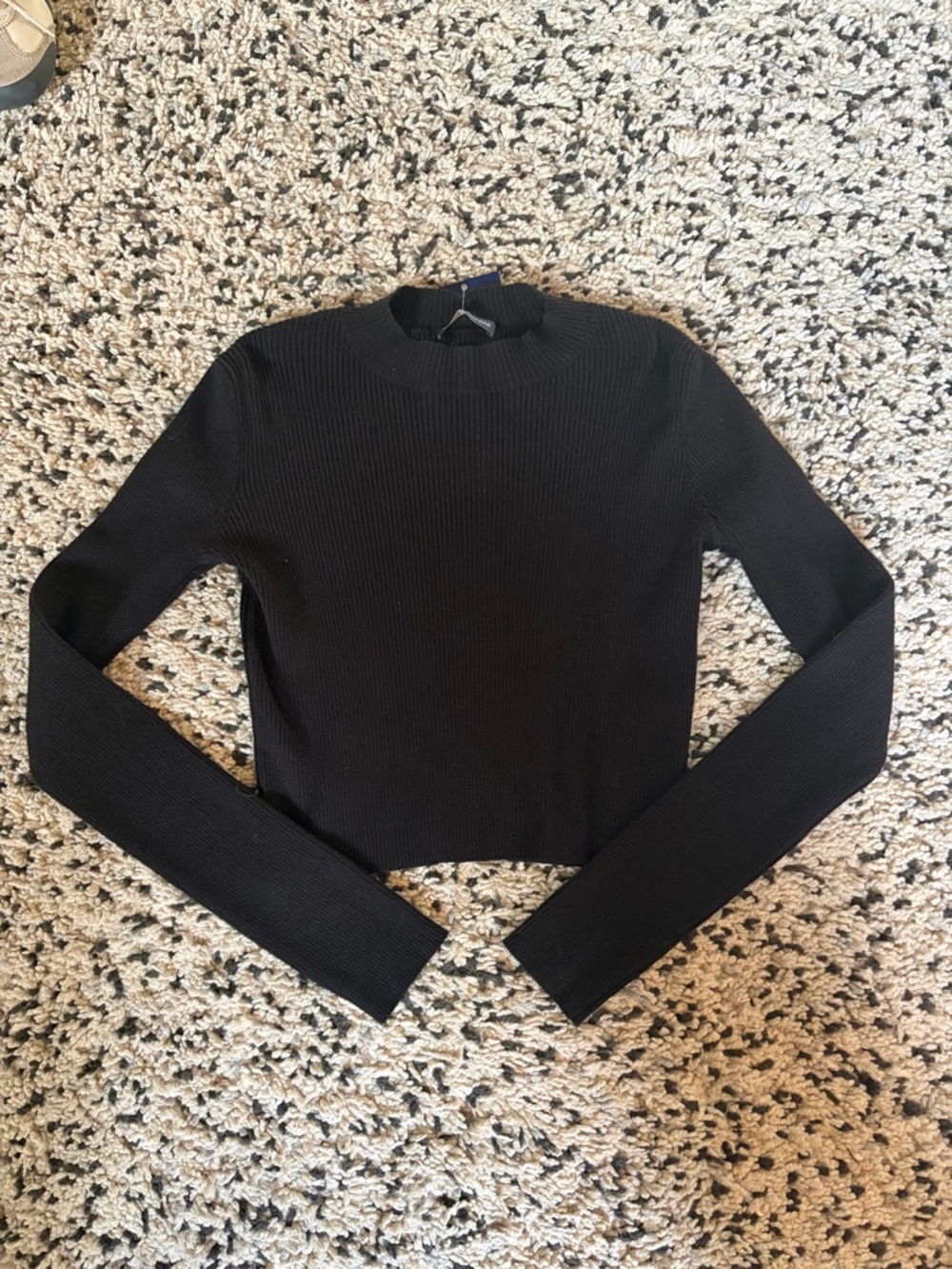 Brandy Melville Black Ribbed Mock Neck Crop Sweater